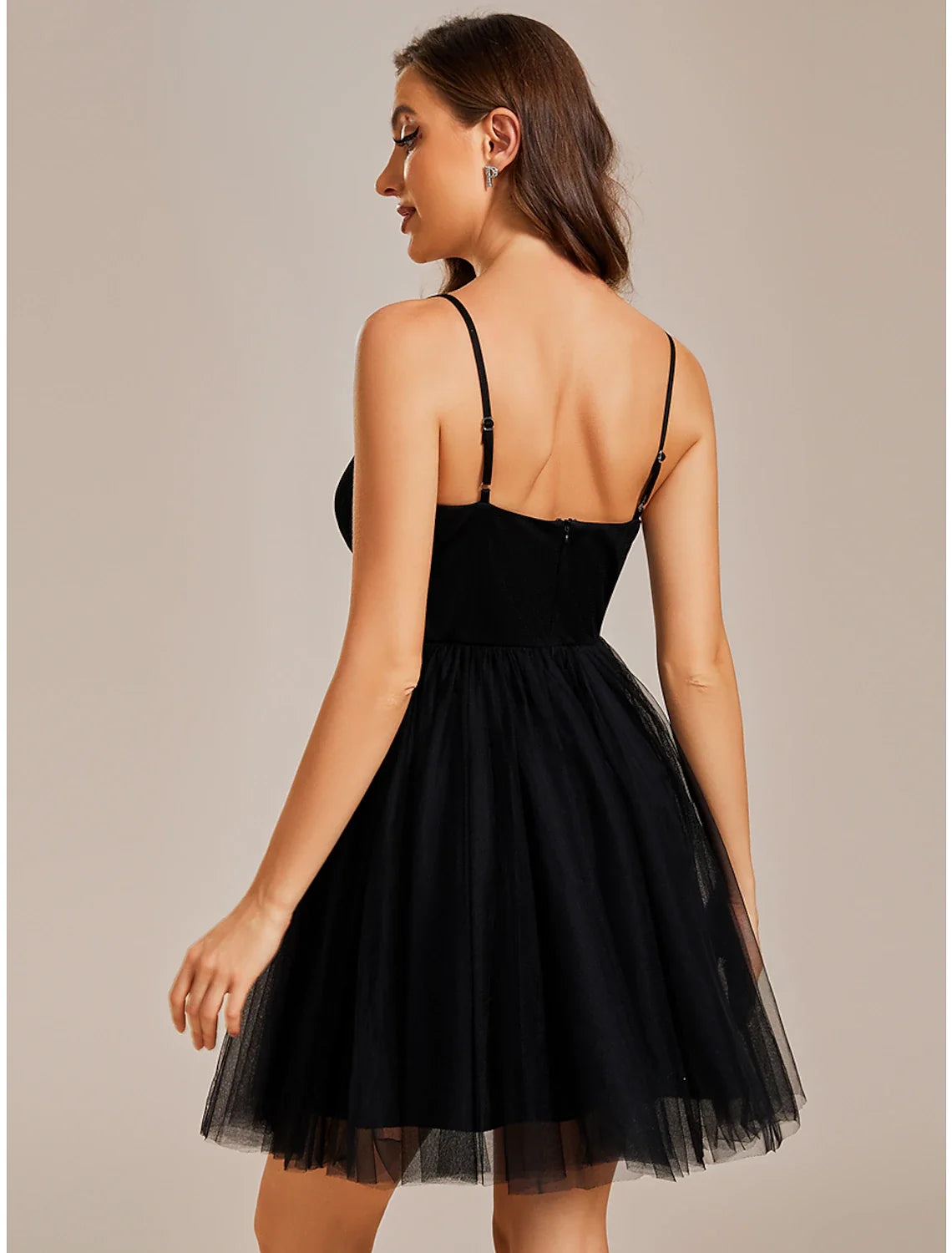 A-Line Spaghetti Strap Tulle Sleeveless Mini Cocktail Dress - Chloe Dress