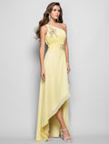 Sheath One-Shoulder Chiffon Sleeveless High Slit Wedding Dress - Chloe Dress