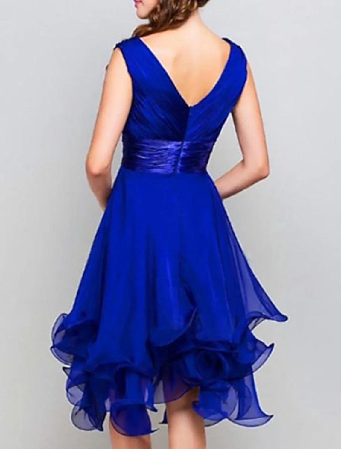 A-Line V-Neck Chiffon Sleeveless Tiered Wedding Dress - Chloe Dress