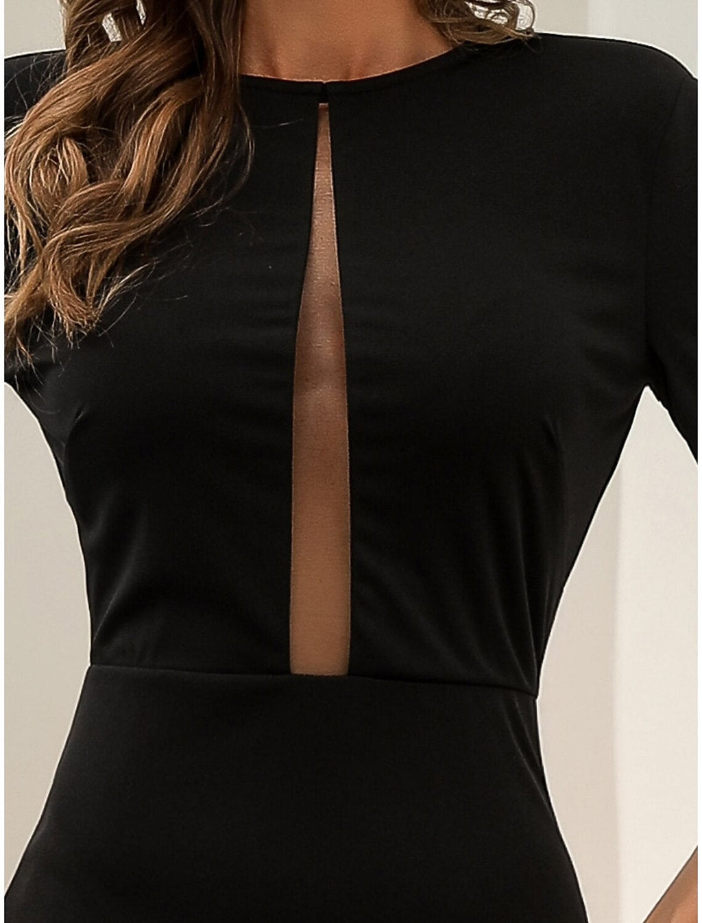 Black Mermaid Long Sleeve Pleated Evening Gown - Chloe Dress