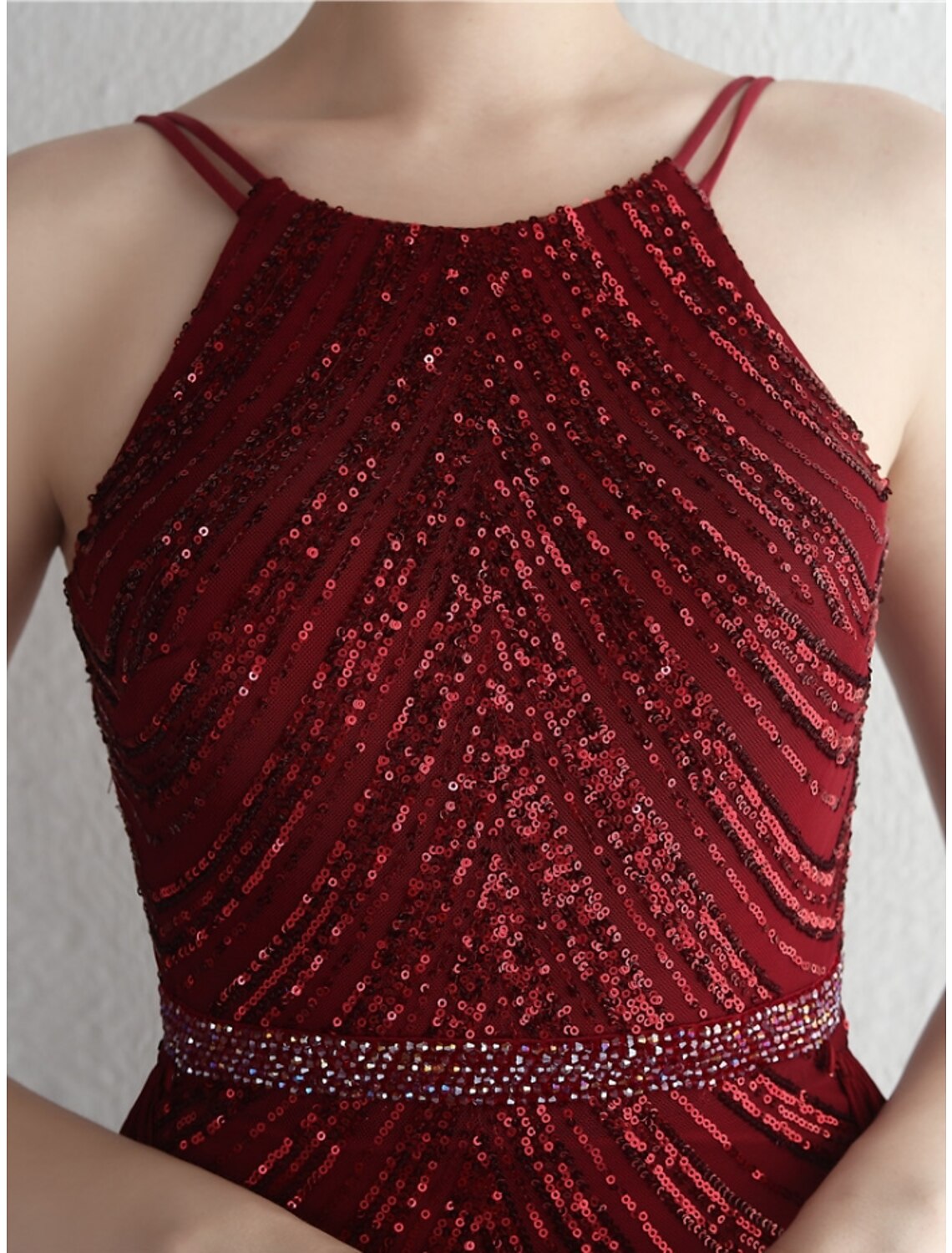 Mermaid Spaghetti Strap Chiffon Sleeveless Pleated Evening Gown - Chloe Dress