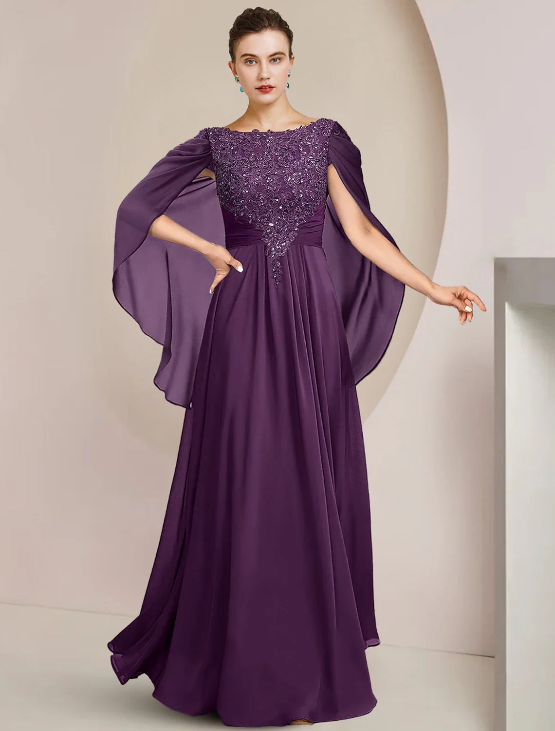A-Line Chiffon Sleeveless Applique Floor-Length Wedding Dress - Chloe Dress