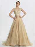 Ball Gown V-Neck Tulle Sleeveless Floor-Length Prom Gown - Chloe Dress