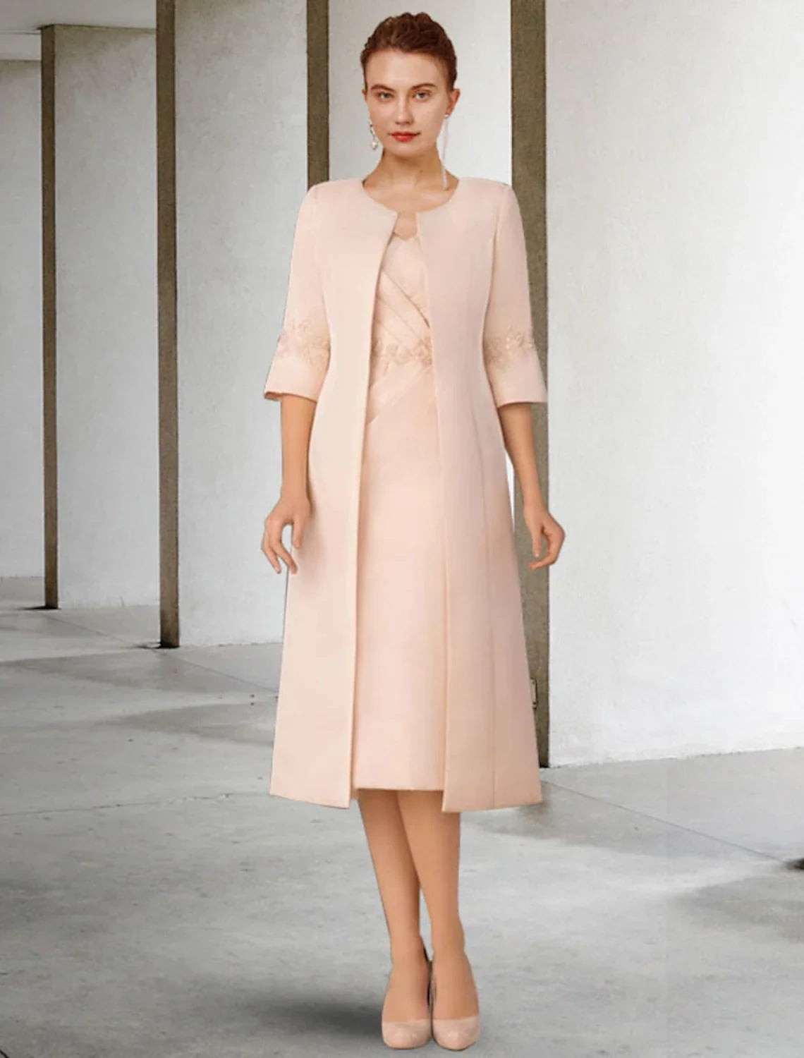 Sheath V-Neck Chiffon Short Sleeve Draped Mini Dress - Chloe Dress