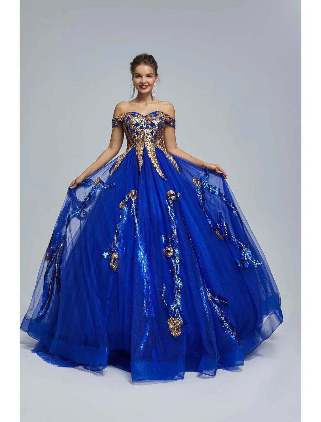 Ball Gown Off-Shoulder Tulle Sleeveless Floor-Length Prom Gown - Chloe Dress