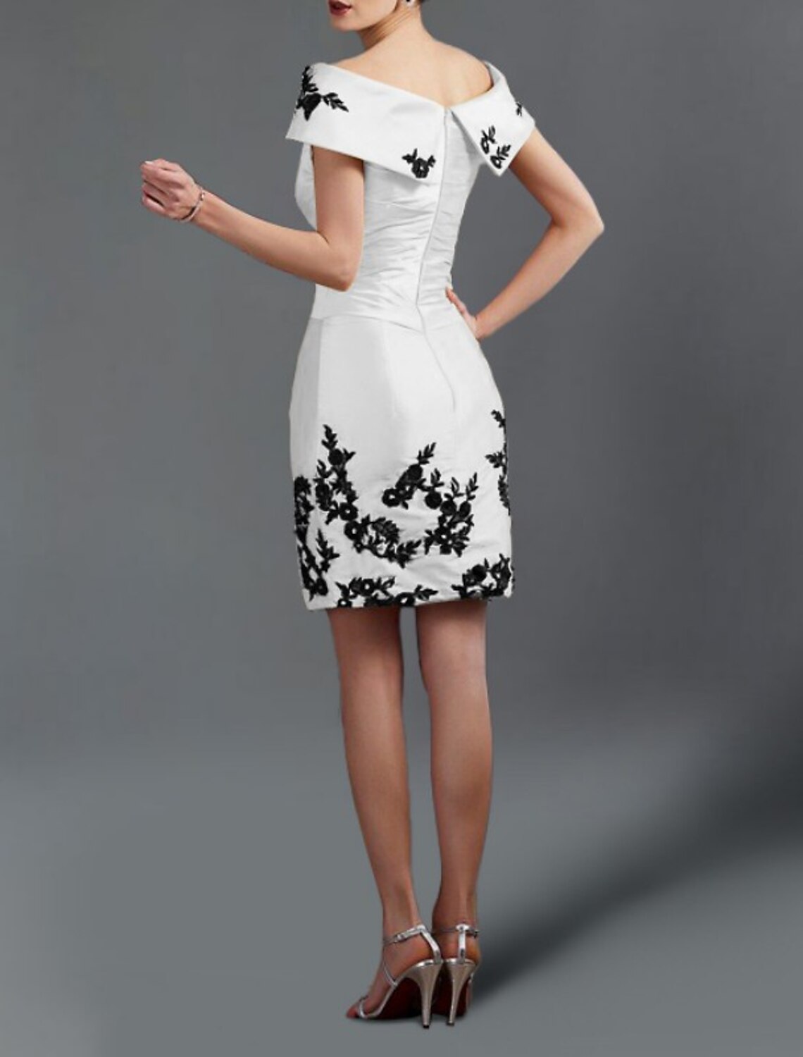 Sheath Off-Shoulder Sleeveless Applique Mini Wedding Dress - Chloe Dress
