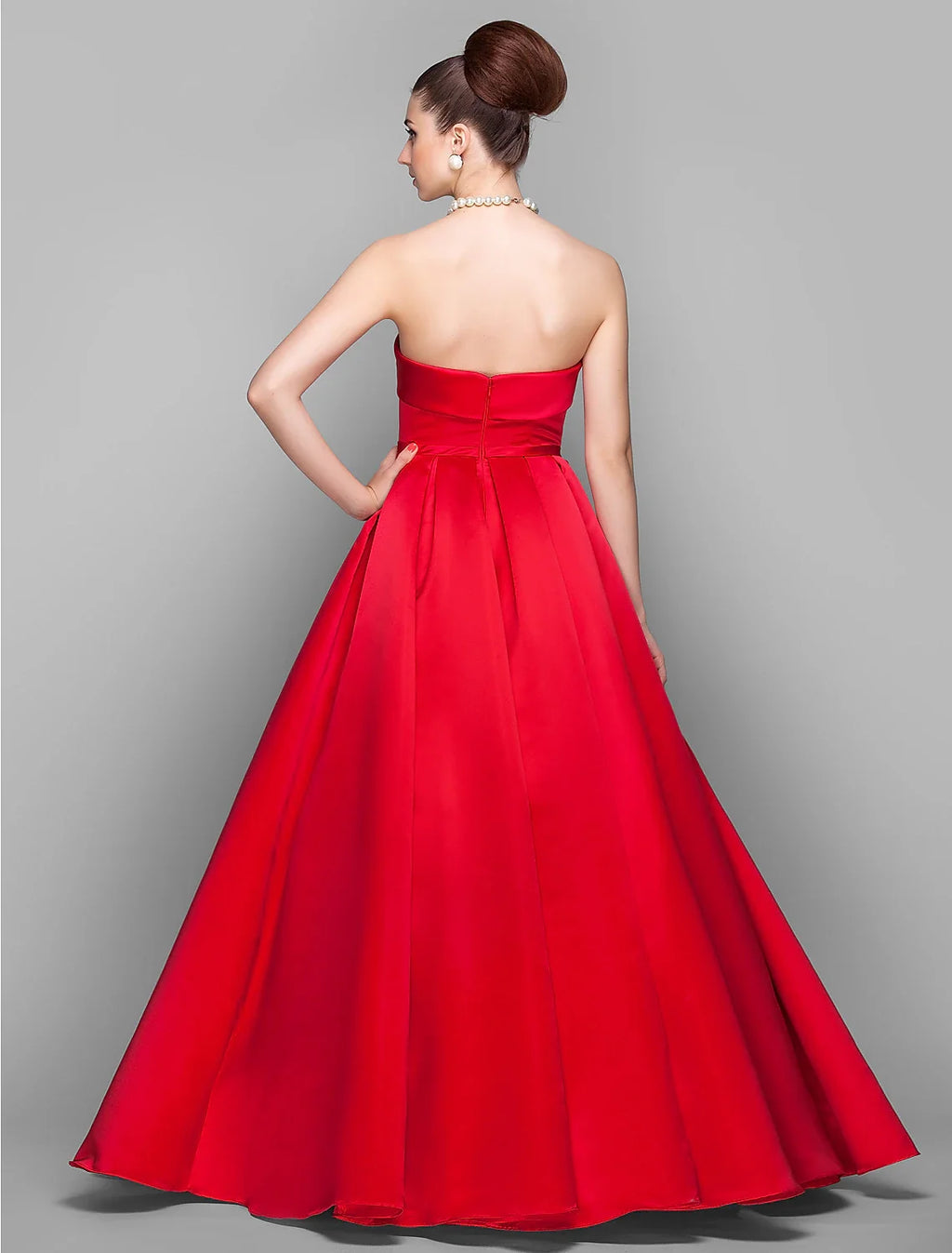 Ball Gown Strapless Satin Sleeveless Floor-Length Prom Gown - Chloe Dress