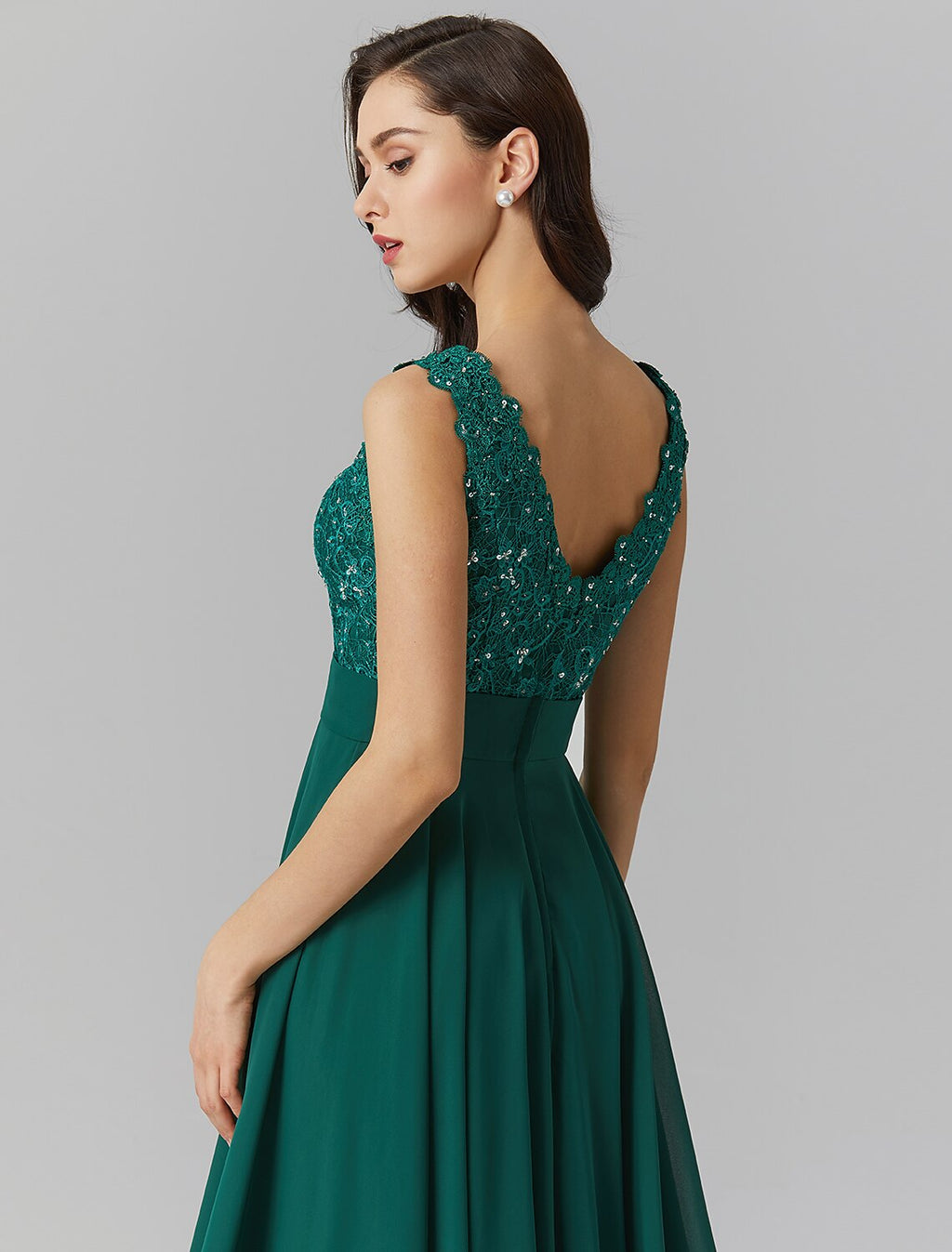 A-Line V-Neck Chiffon Sleeveless Floor-Length Evening Dress - Chloe Dress