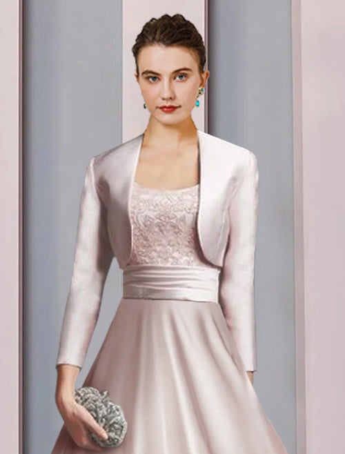 A-Line Satin Applique Tea-Length Party Dress - Chloe Dress