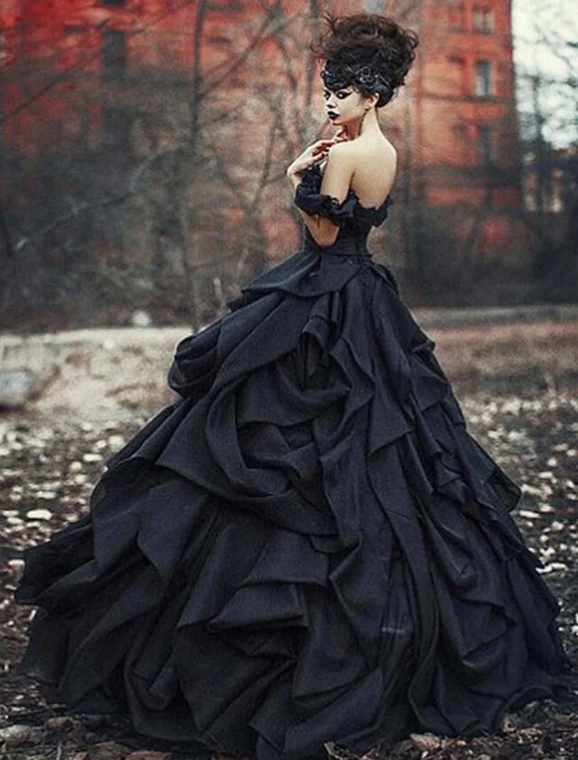 Ball Gown Off-Shoulder Satin Cap Sleeve Train Wedding Gown - Chloe Dress