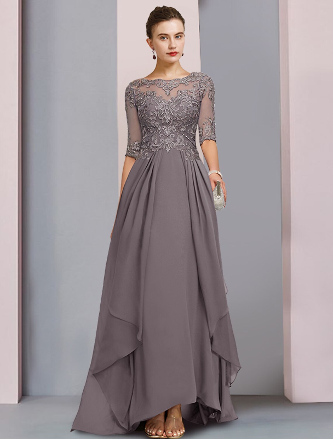 Sheath Chiffon Pleated Wedding Dress - Chloe Dress
