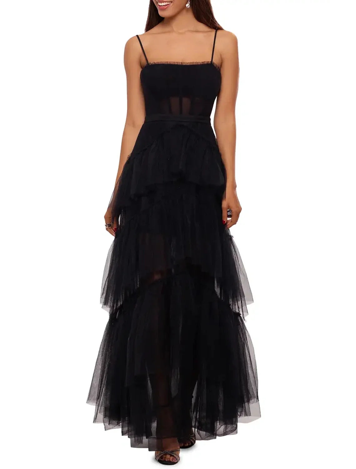 Ball Gown Spaghetti Strap Tulle Sleeveless Floor-Length Prom Gown - Chloe Dress