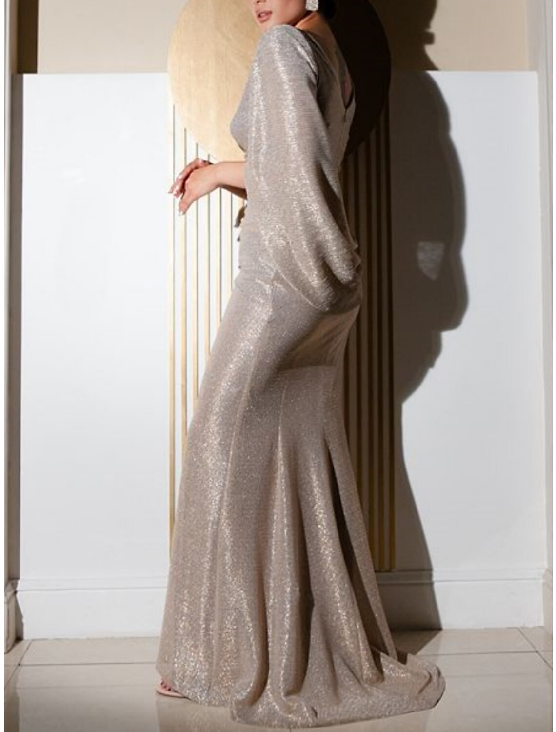 Sheath Three-Quarter Sleeve Asymmetric Evening Gown - Chloe Dress