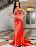 Green Mermaid Strapless Satin Sleeveless Train Evening Dress - Chloe Dress