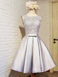 A-Line Satin Sleeveless Open Back Knee-Length Prom Dress - Chloe Dress