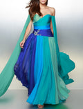 A-Line Off-Shoulder Chiffon Sleeveless Train Evening Dress - Chloe Dress