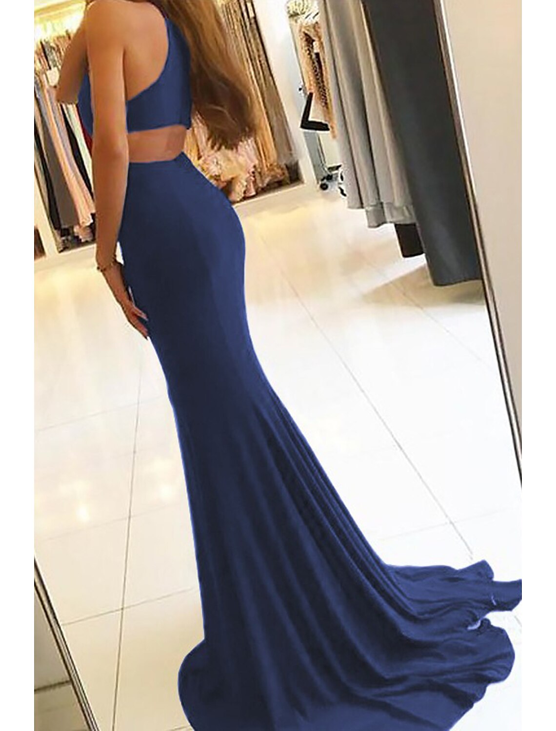 Mermaid High Neck Sleeveless High Slit Evening Gown - Chloe Dress