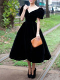 A-Line V-Neck Velvet Short Sleeve Ruffled Mini Wedding Dress - Chloe Dress
