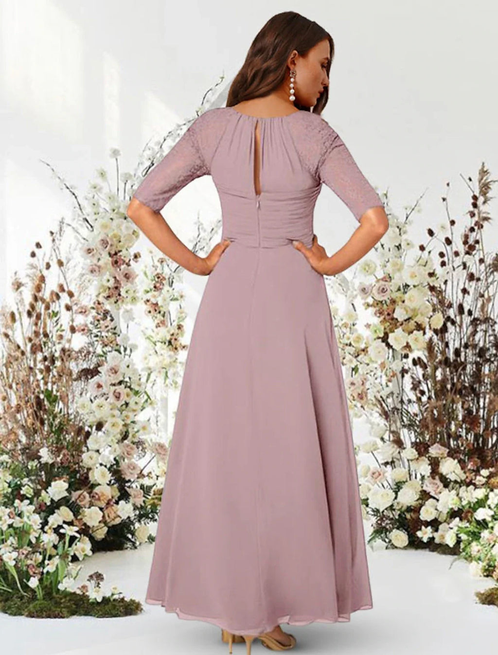 A-Line Chiffon Pleated Floor-Length Evening Gown - Chloe Dress