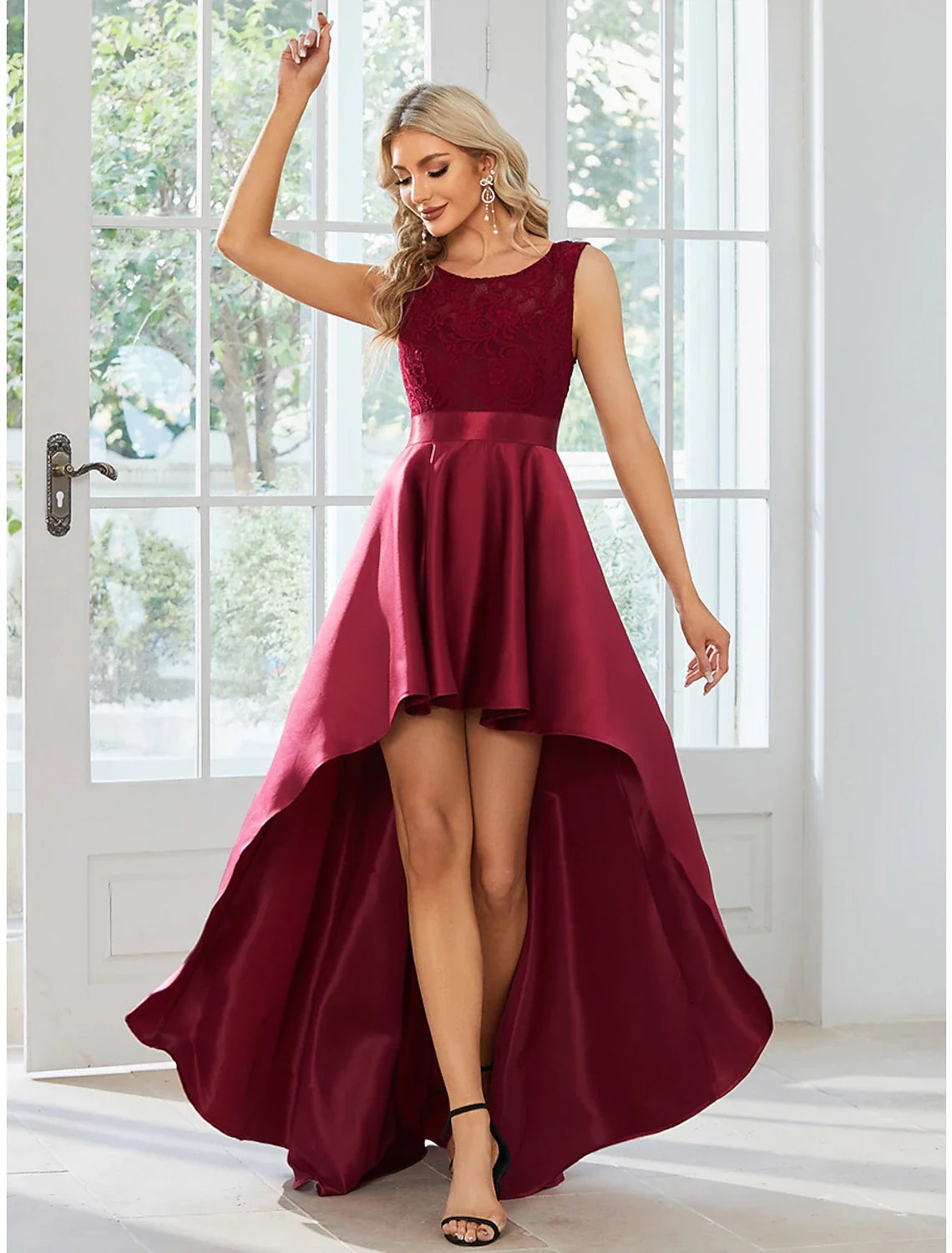 A-Line Satin Sleeveless Asymmetric Wedding Dress - Chloe Dress