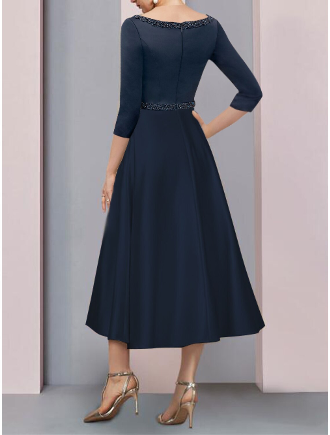 A-Line V-Neck Satin Short Sleeve Pleated Mini Wedding Dress - Chloe Dress