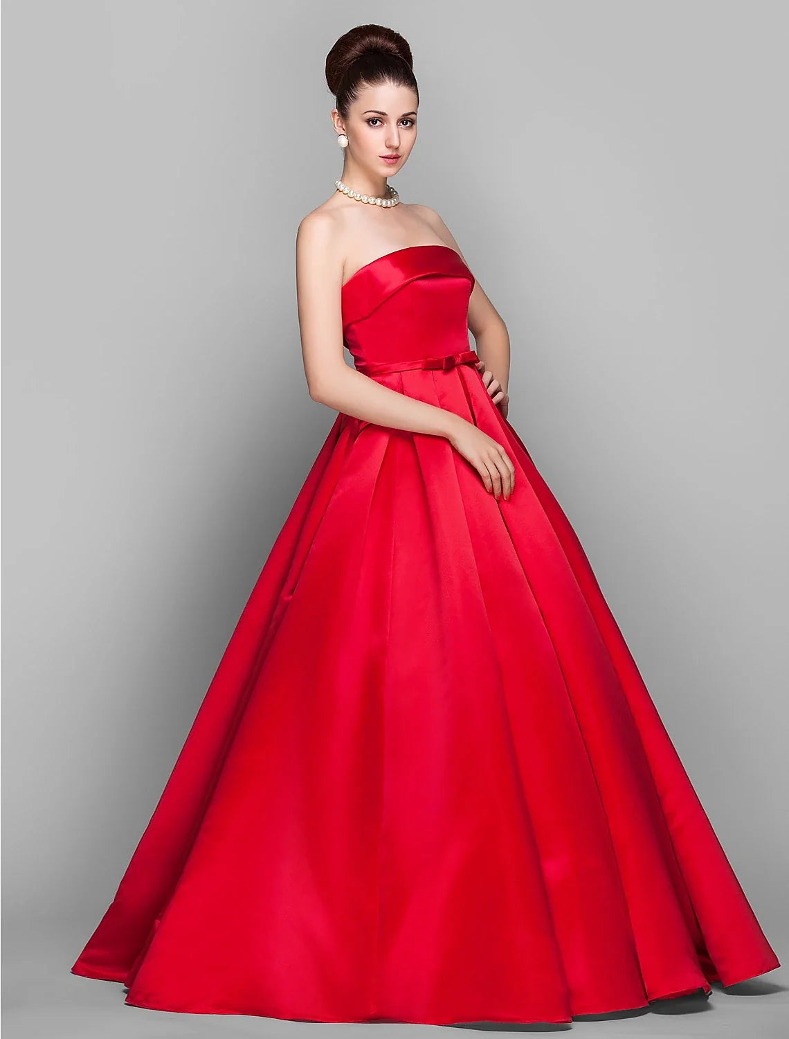 Ball Gown Strapless Satin Sleeveless Floor-Length Prom Gown - Chloe Dress