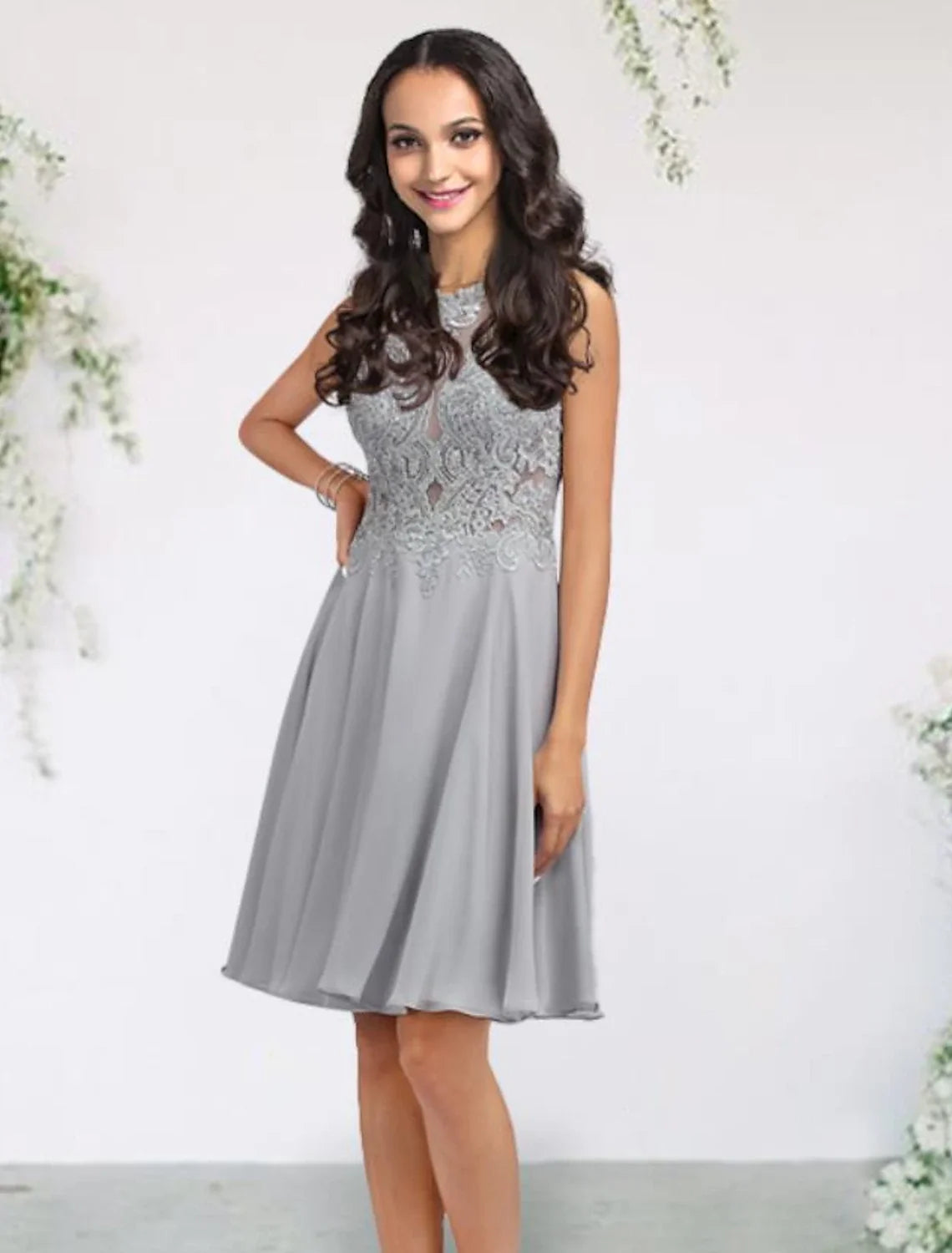 A-Line Chiffon Sleeveless Pleated Mini Wedding Dress - Chloe Dress