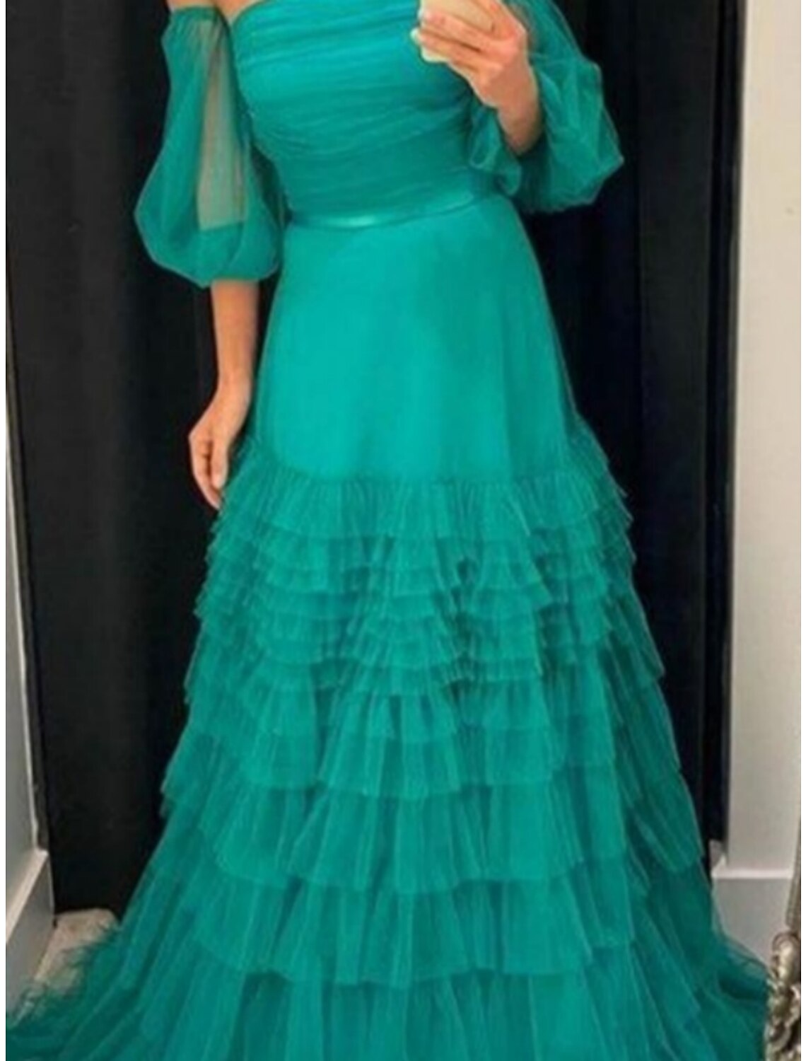 A-Line Strapless Tulle Ruffled Prom Dress - Chloe Dress