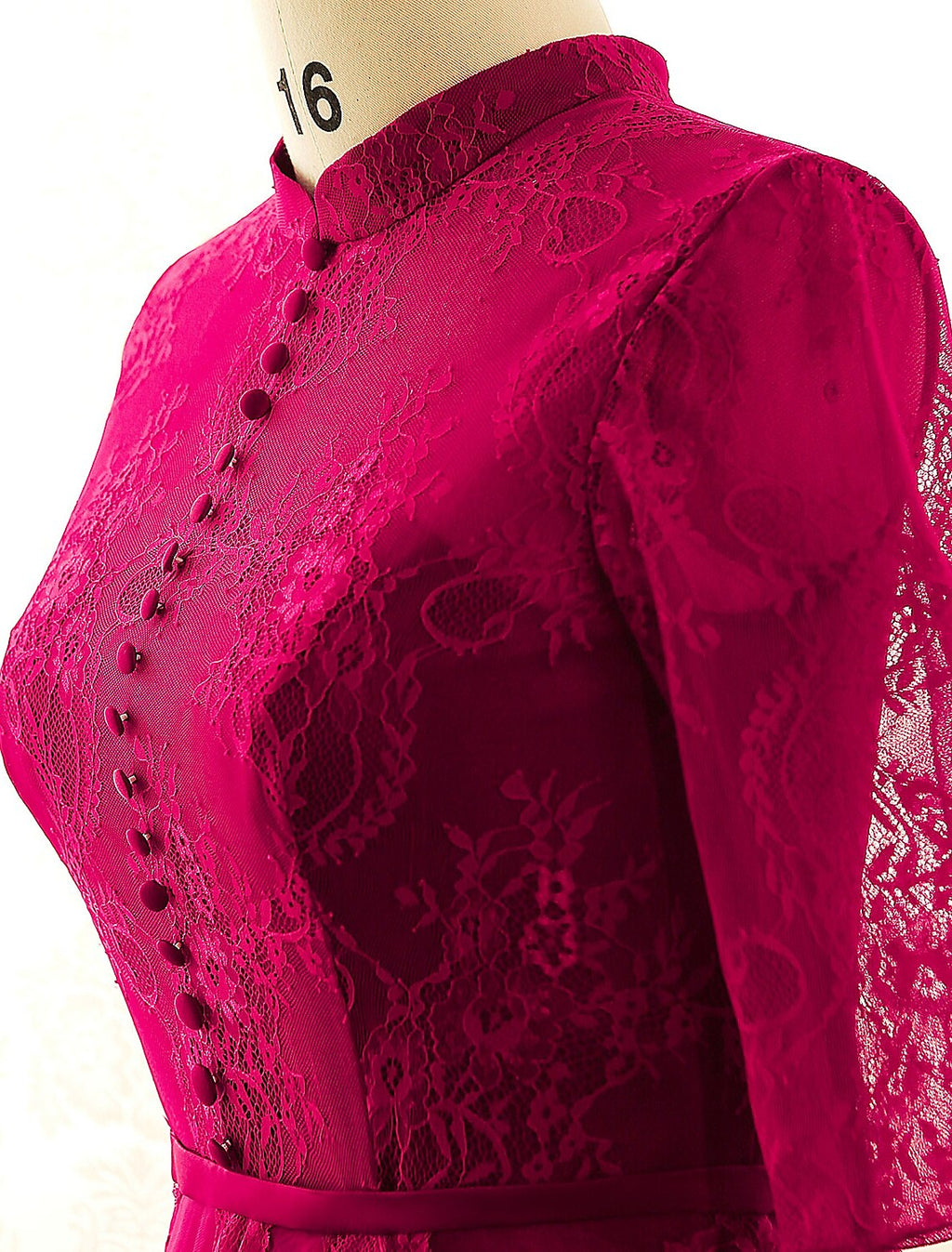 A-Line High Neck Lace Button Back Floor-Length Evening Dress - Chloe Dress