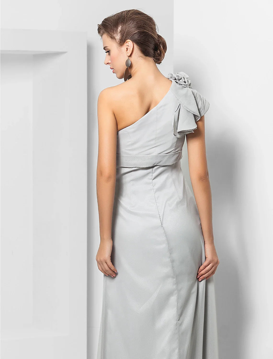 Sheath One-Shoulder Chiffon Sleeveless Applique Floor-Length Evening Dress - Chloe Dress