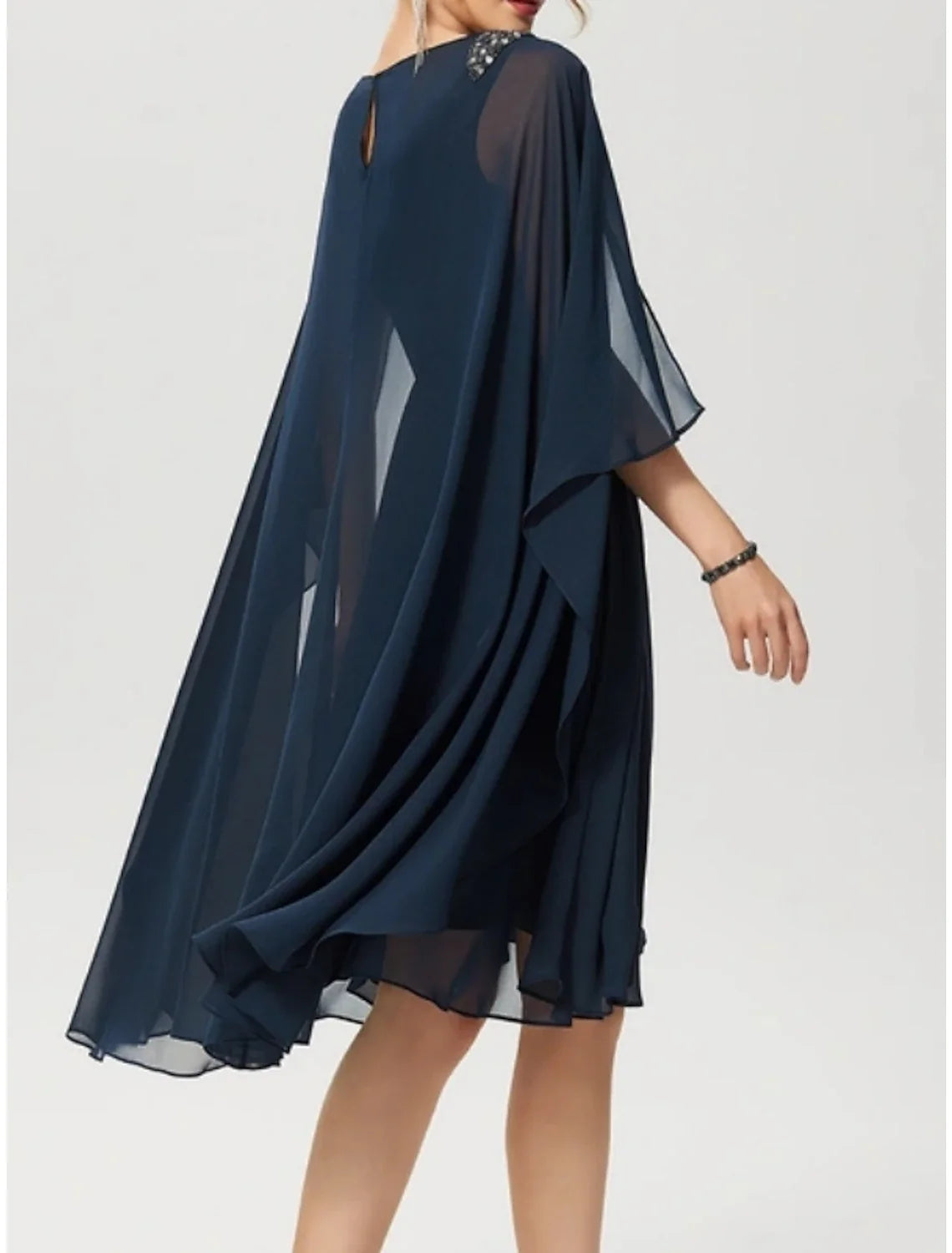 A-Line V-Neck Chiffon Sleeveless Pleated Knee-Length Wedding Dress - Chloe Dress