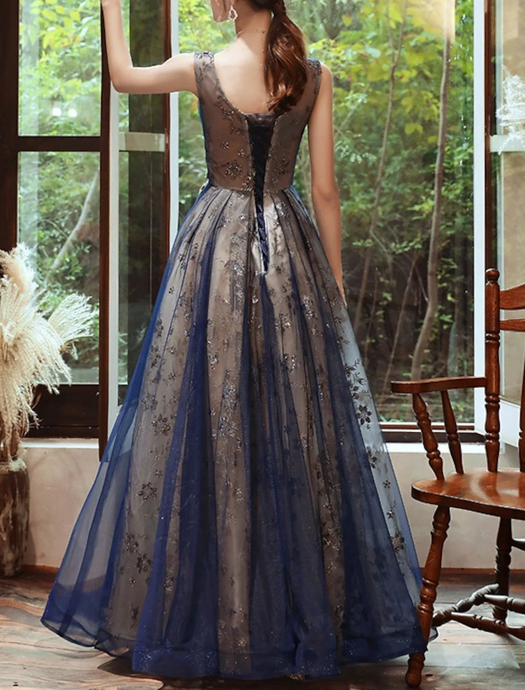 A-Line Sequin Sleeveless Floor-Length Evening Dress - Chloe Dress