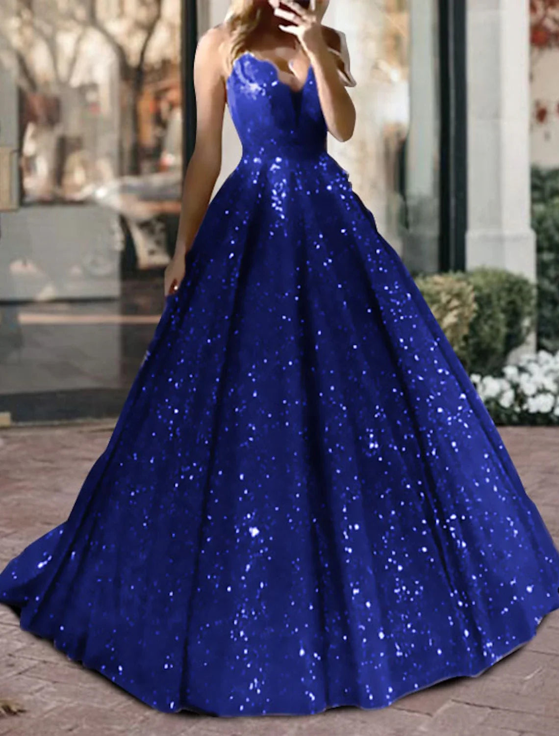 Black Ball Gown V-Neck Tulle Sleeveless Train Prom Gown - Chloe Dress