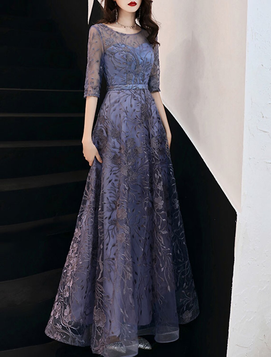 A-Line Tulle Floor-Length Evening Gown - Chloe Dress