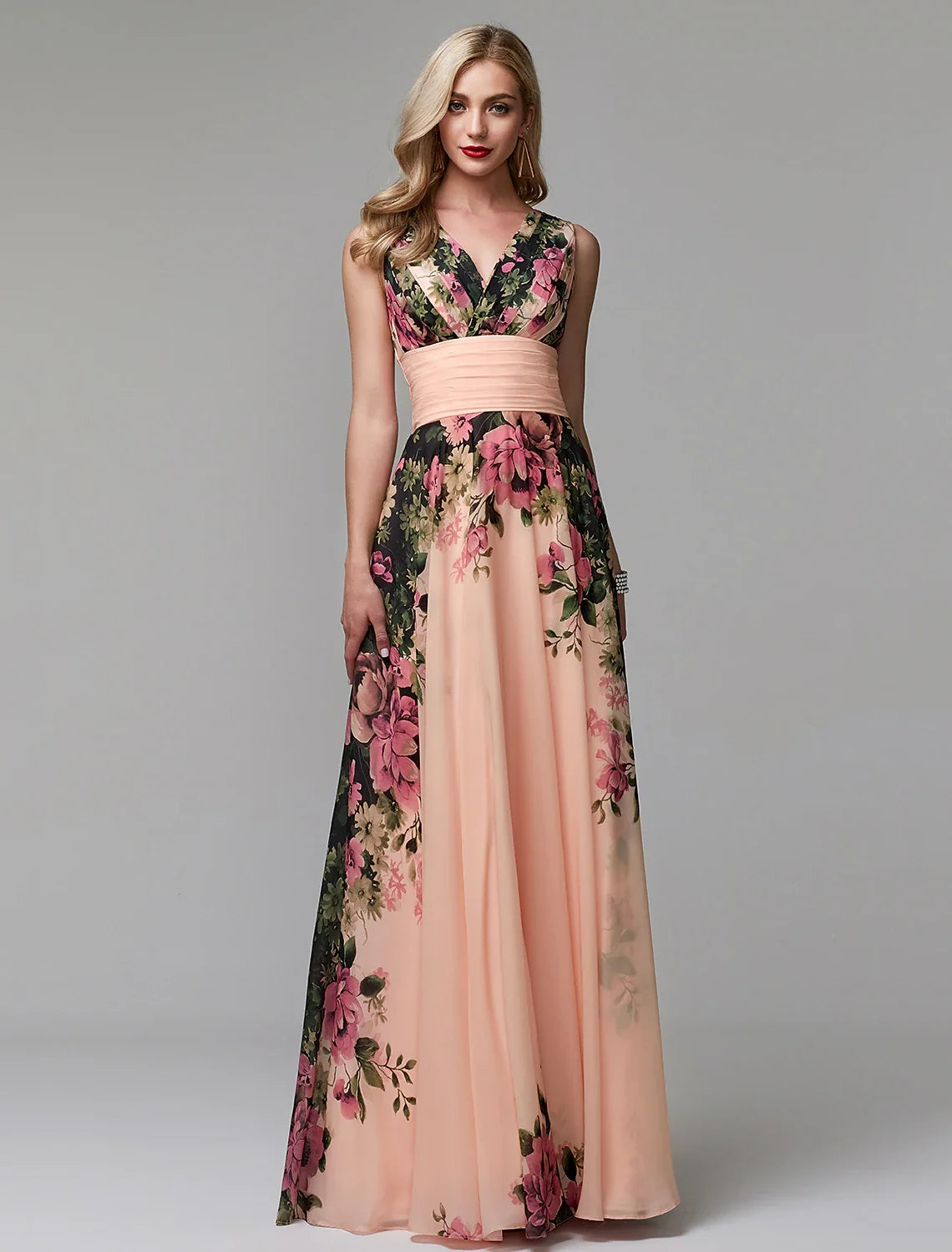 A-Line V-Neck Chiffon Sleeveless Floor-Length Wedding Dress - Chloe Dress