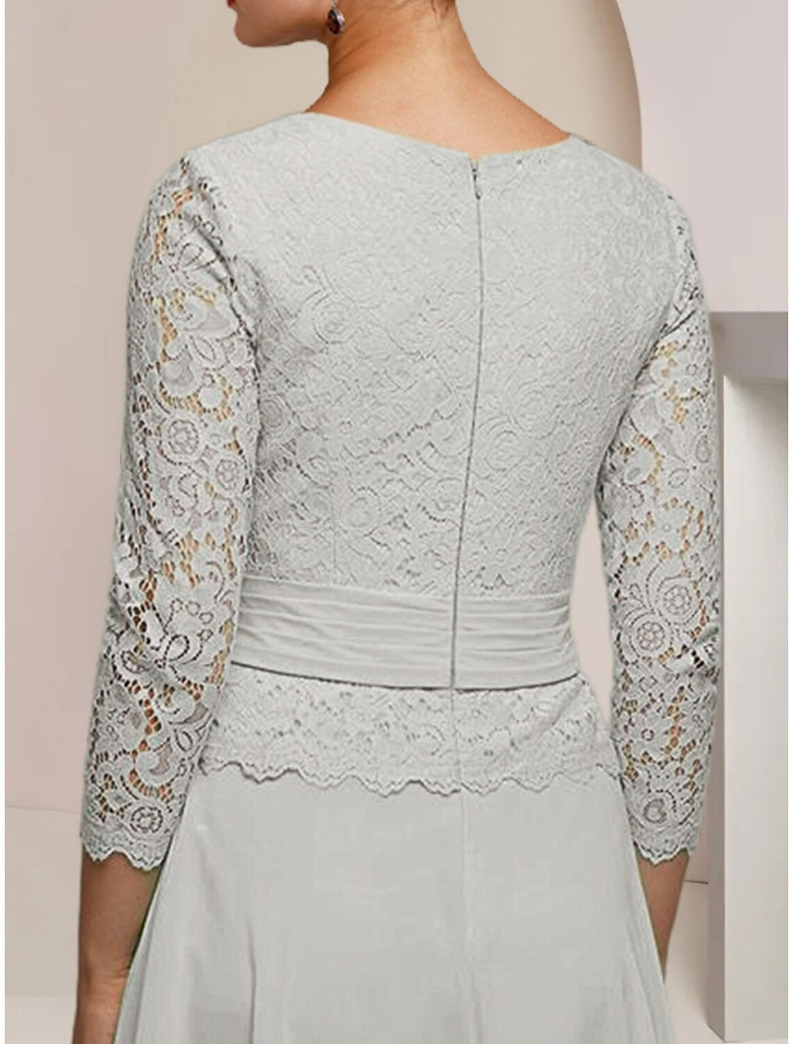 A-Line Chiffon Long Sleeve Pleated Ankle-Length Wedding Dress - Chloe Dress