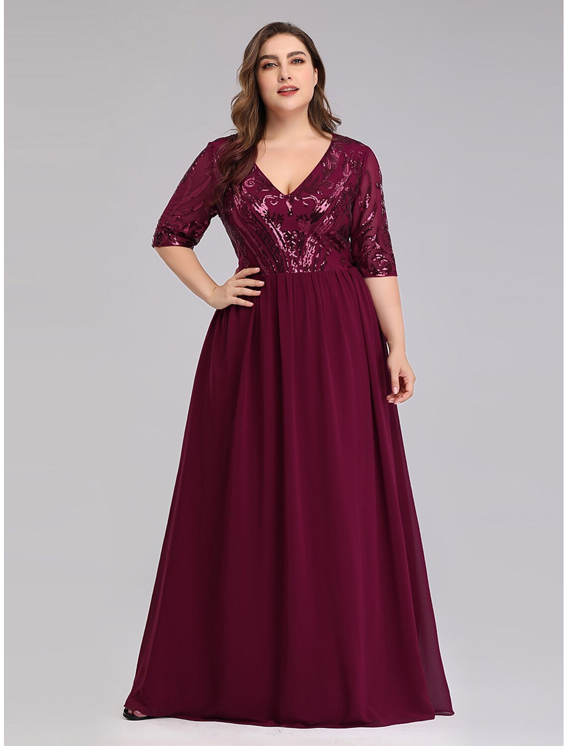 A-Line Plunging Chiffon Floor-Length Prom Dress - Chloe Dress