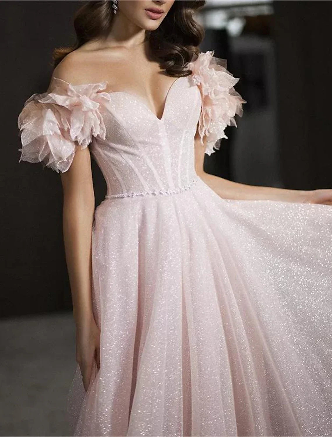 A-Line Off-Shoulder Tulle Sleeveless Floor-Length Prom Dress - Chloe Dress