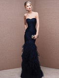 Mermaid Strapless Tulle Sleeveless Floor-Length Evening Dress - Chloe Dress