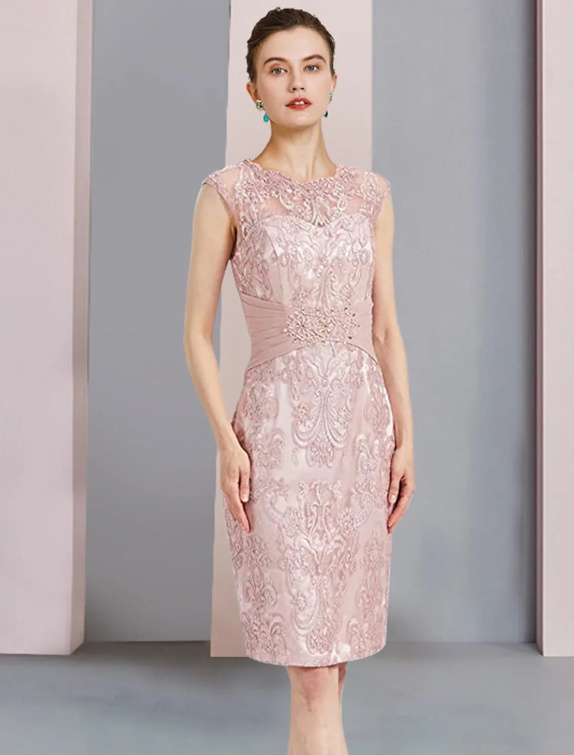Sheath Chiffon Sleeveless Applique Knee-Length Wedding Dress - Chloe Dress