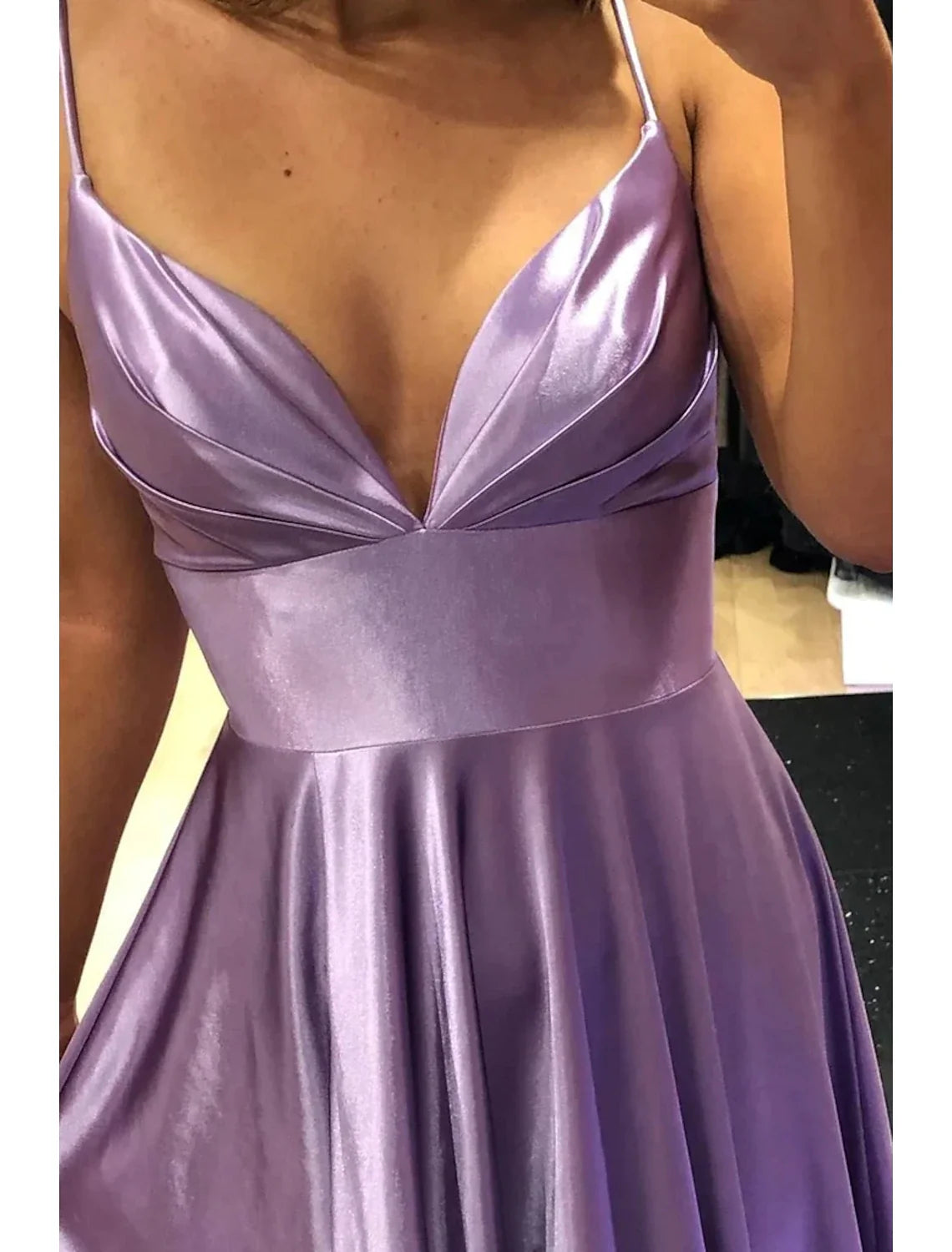 Black A-Line V-Neck Sleeveless Backless High Slit Prom Dress - Chloe Dress