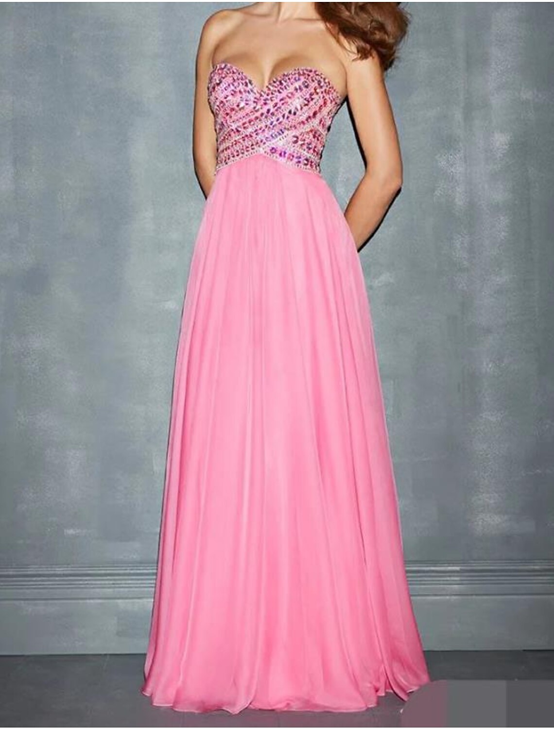 A-Line Sweetheart Chiffon Sleeveless Train Evening Gown - Chloe Dress