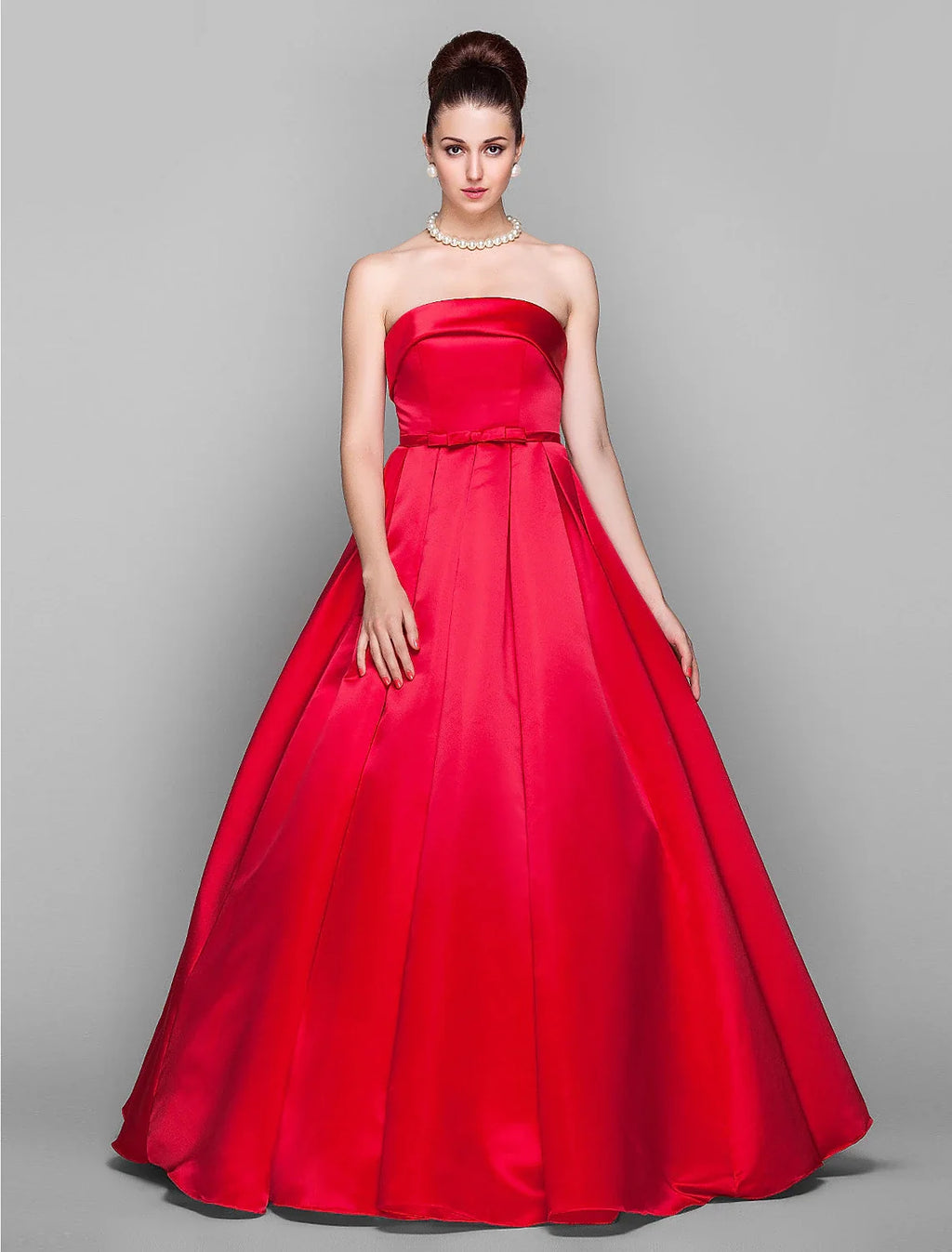 Ball Gown Strapless Satin Sleeveless Floor-Length Prom Gown - Chloe Dress