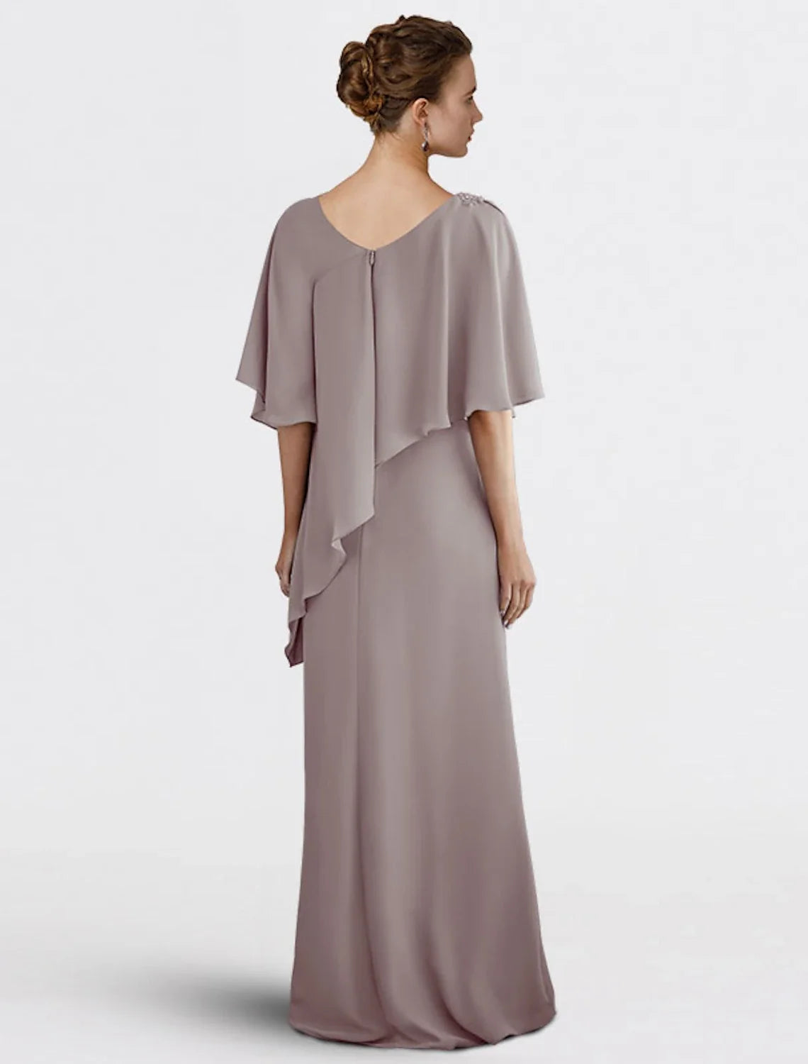 Sheath V-Neck Chiffon Floor-Length Wedding Dress - Chloe Dress