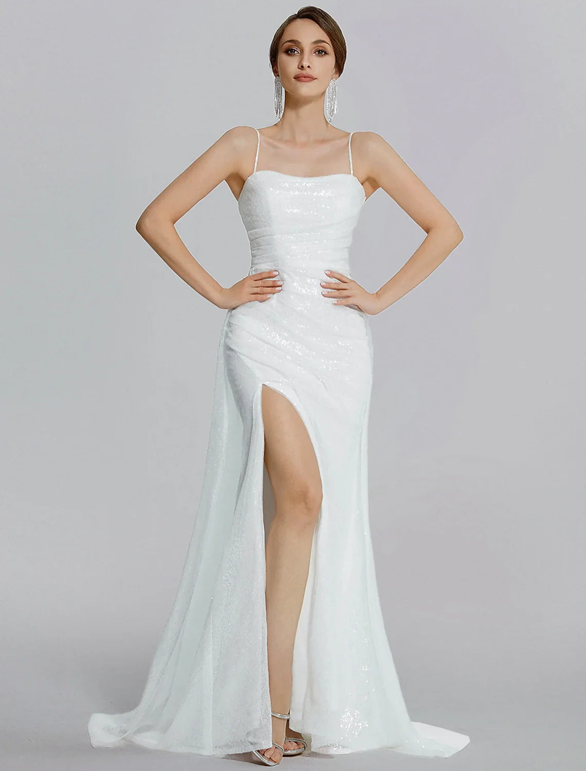 Mermaid Cowl Neck Sequin Sleeveless High Slit Floor-Length Prom Dress - Chloe Dress