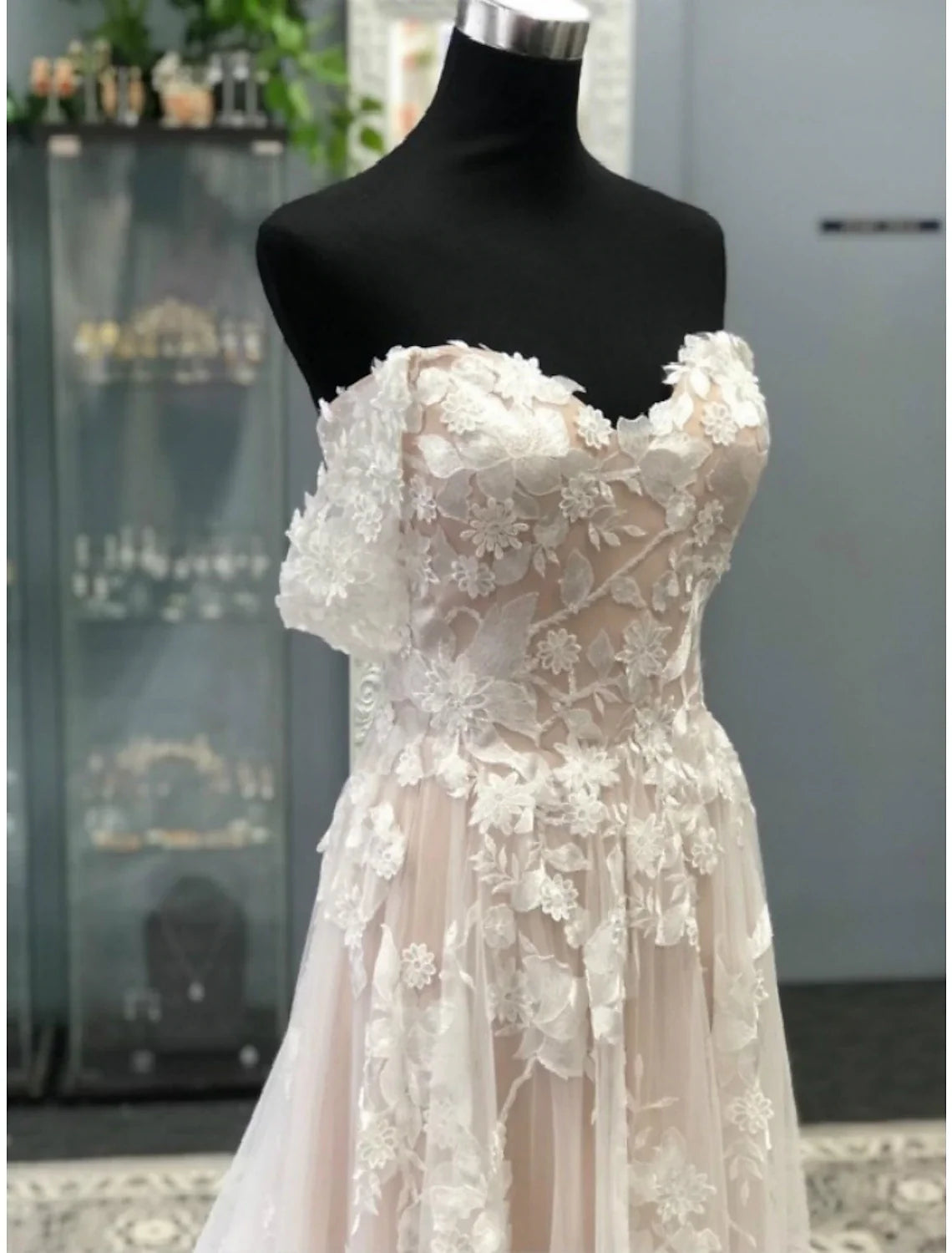 A-Line Sweetheart Lace Short Sleeve Pleated Mini Wedding Gown - Chloe Dress