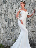 Mermaid Illusion Lace Long Sleeve Open Back Train Wedding Gown - Chloe Dress
