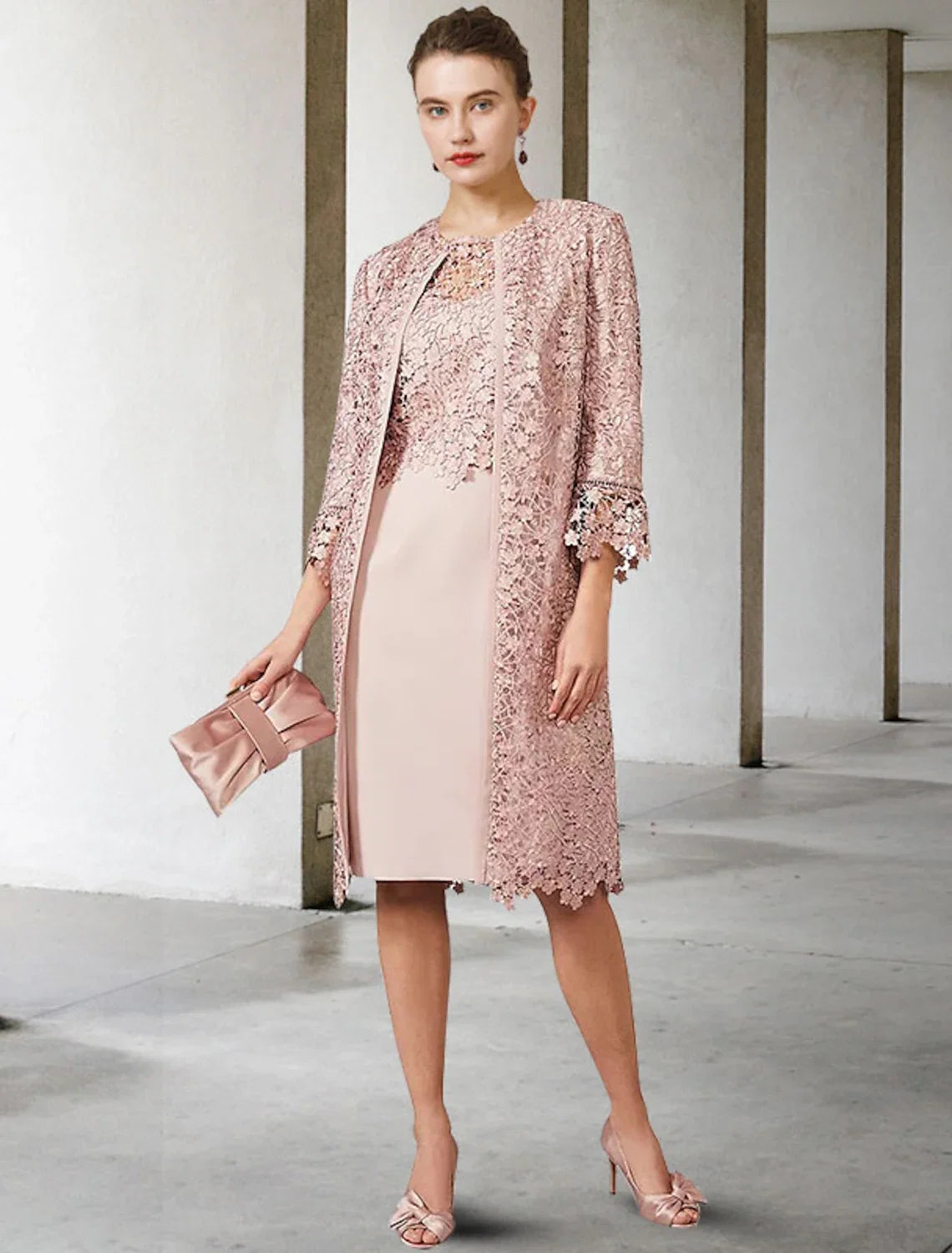 Sheath Chiffon Short Sleeve Applique Mini Dress - Chloe Dress