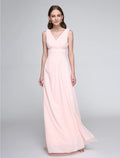 Sheath V-Neck Chiffon Sleeveless Floor-Length Wedding Dress - Chloe Dress