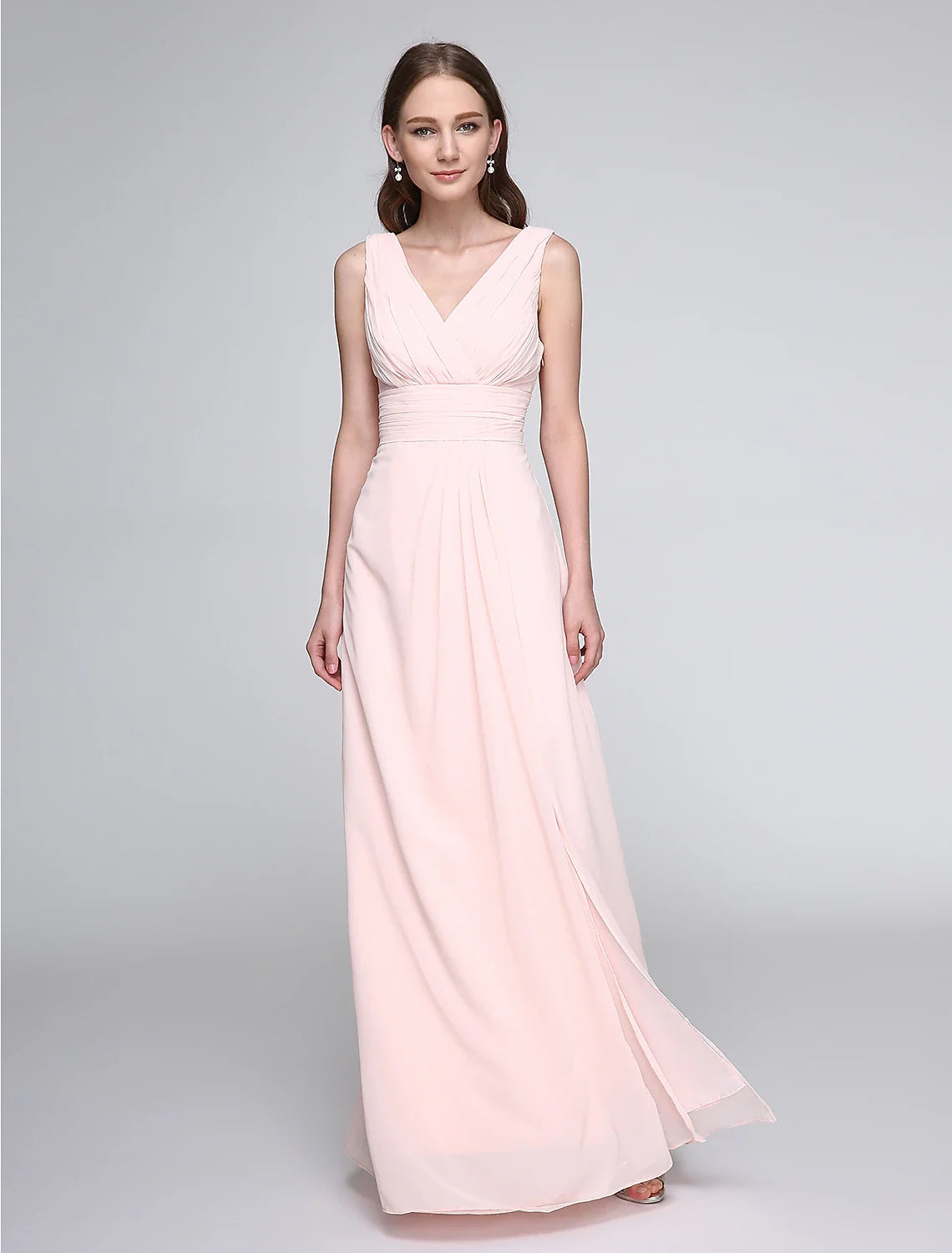 Sheath V-Neck Chiffon Sleeveless Floor-Length Wedding Dress - Chloe Dress